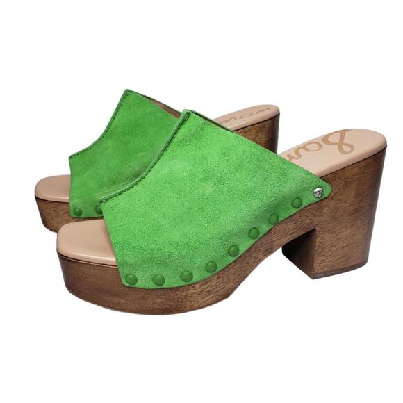 NWOB Sam Edelman Women's 9 Josselyn Green Suede Platform Block Heeled Sandal - Picture 1 of 8